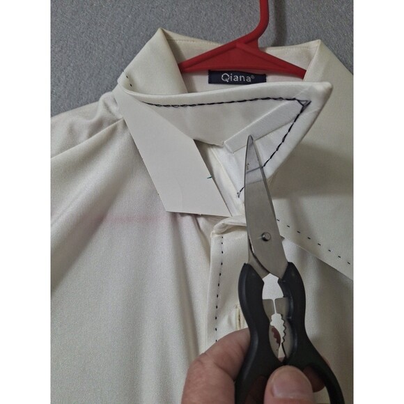 Vintage Enro Shirt Men's XL Fashion Knit Qiana Klopman Nylon Off White NWT - Picture 10 of 10